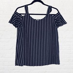 Monteau black and white cold shoulder top